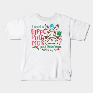 Hippopotamus Christmas Kids T-Shirt